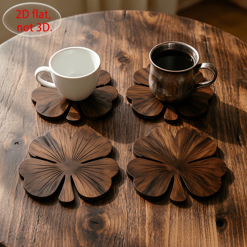 4Pcs 2D Flat Clover Wooden Coa - огляд і ціна Coffee Tea And Sugar Set